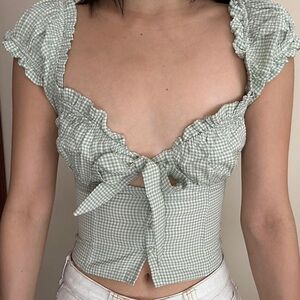 Princess Polly Green Gingham Coquette top